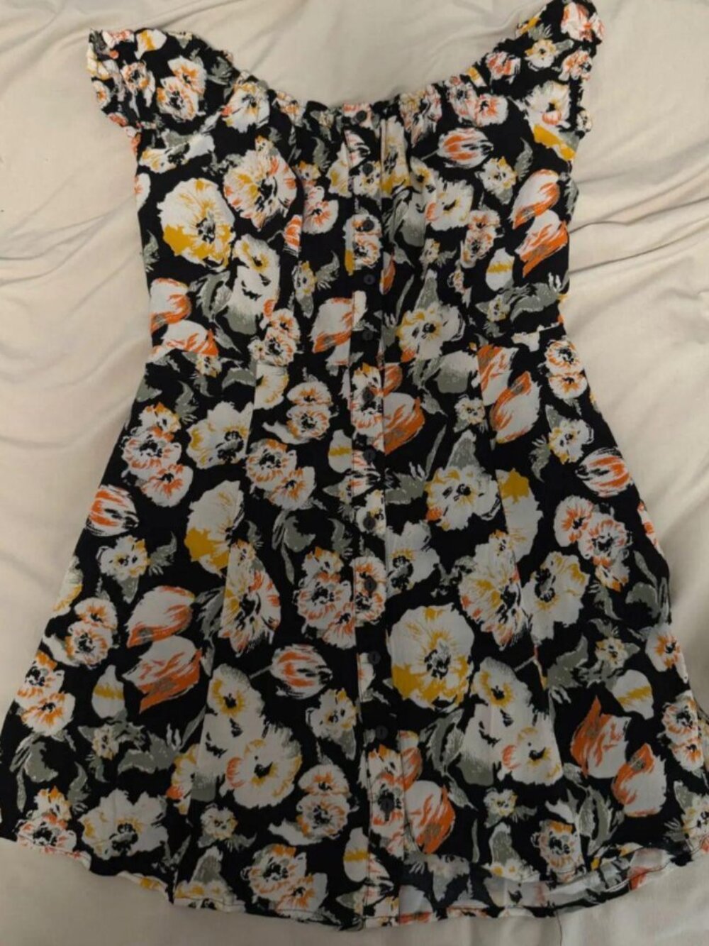 Free People Women's Black Floral Mini Dress